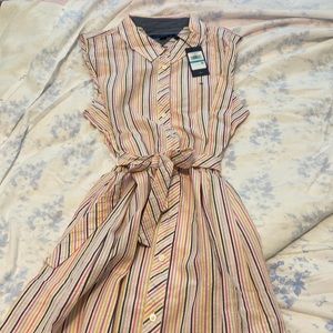 Classic cotton blend shirt dress/belted/not lined